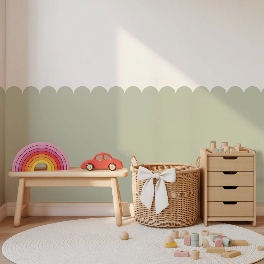 Block Coloured Scalloped Panel Wall Sticker - Image 12